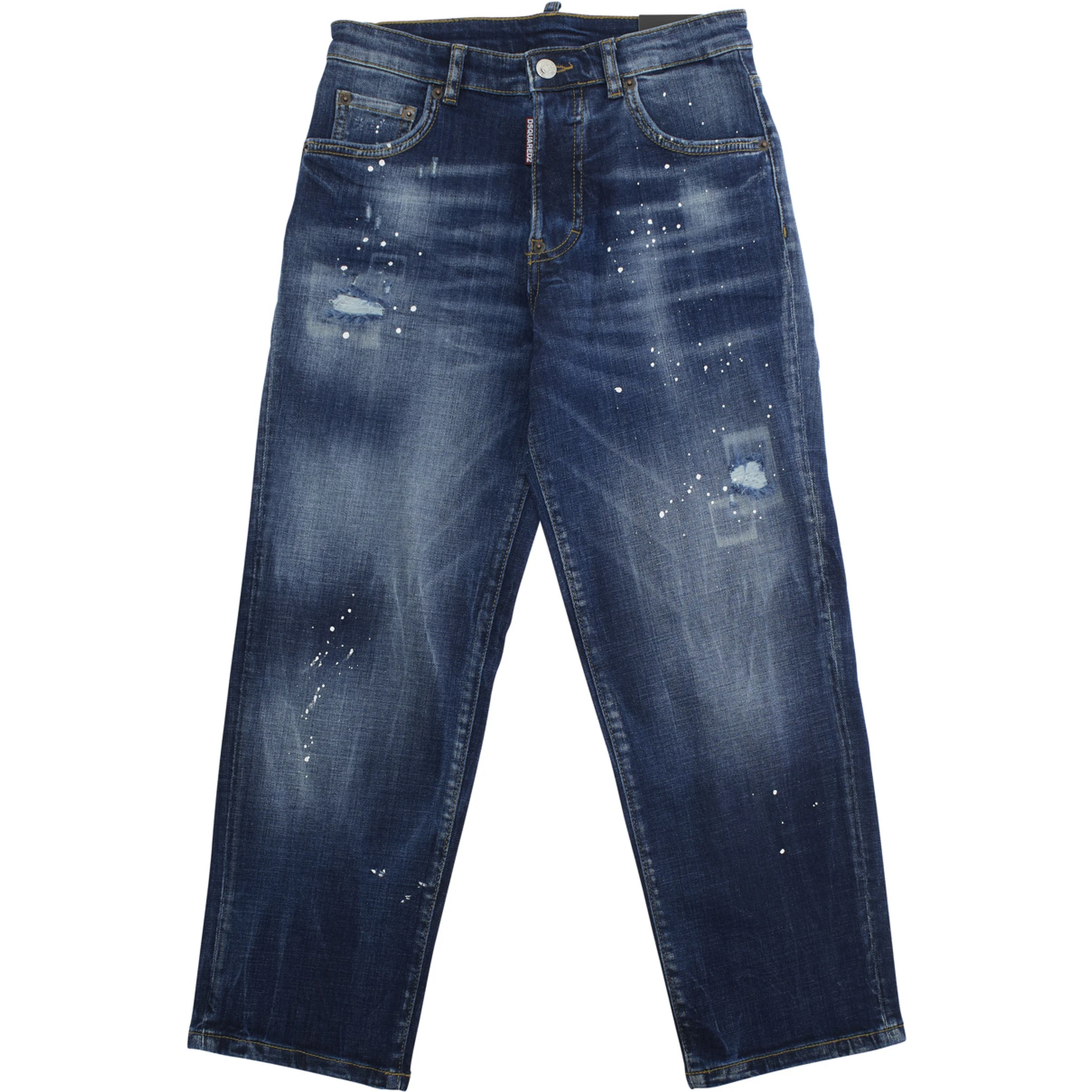 Boss 10 Blue Jeans with Logo Patch on the Rear and Ripped Details in Denim Boy