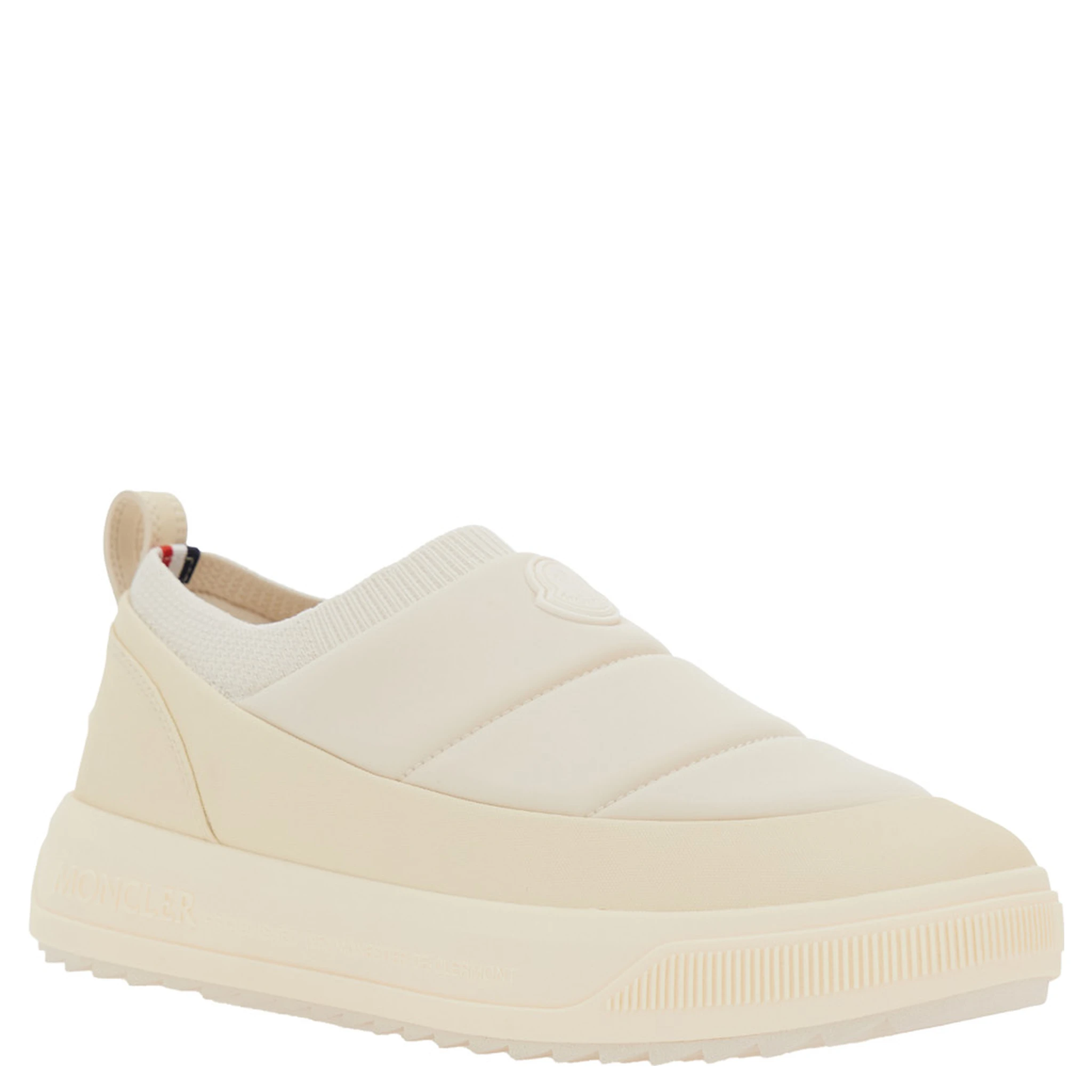 Monpulse White Low Top Sneakers with Logo Patch on the Front in Tech Fabric Man