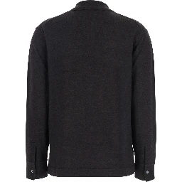 Brown Polo Shirt with Classic Collar and Long Sleeves in Wool Woman