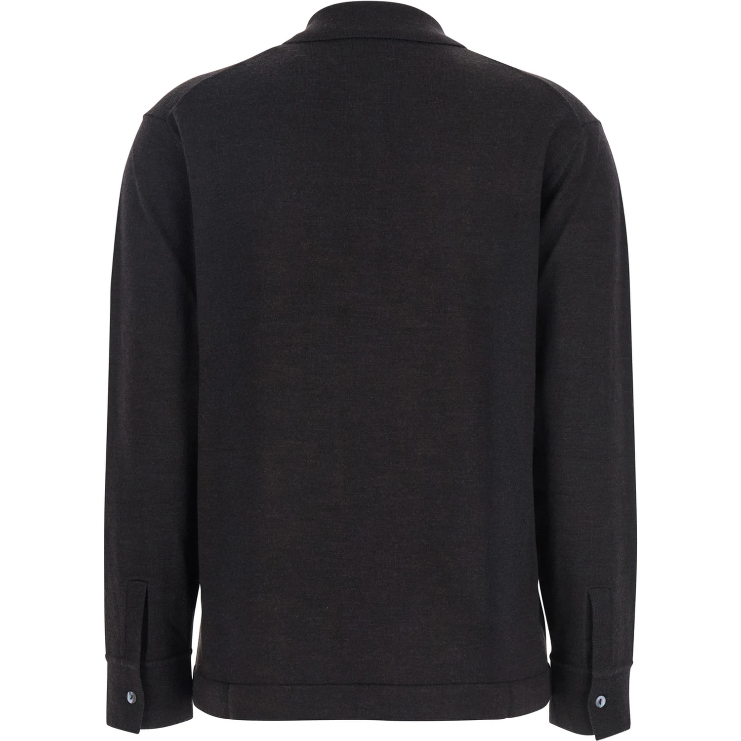 Brown Polo Shirt with Classic Collar and Long Sleeves in Wool Woman