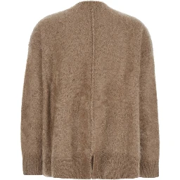 Dante Beige Crewneck Sweater with Ribbed Trims in Cashmere Woman