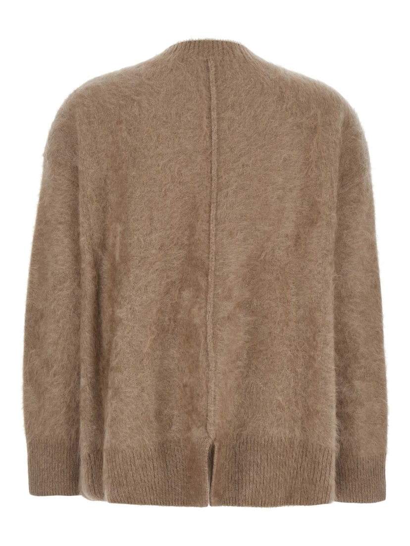 Dante Beige Crewneck Sweater with Ribbed Trims in Cashmere Woman