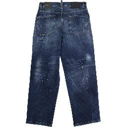 Boss 10 Blue Jeans with Logo Patch on the Rear and Ripped Details in Denim Boy