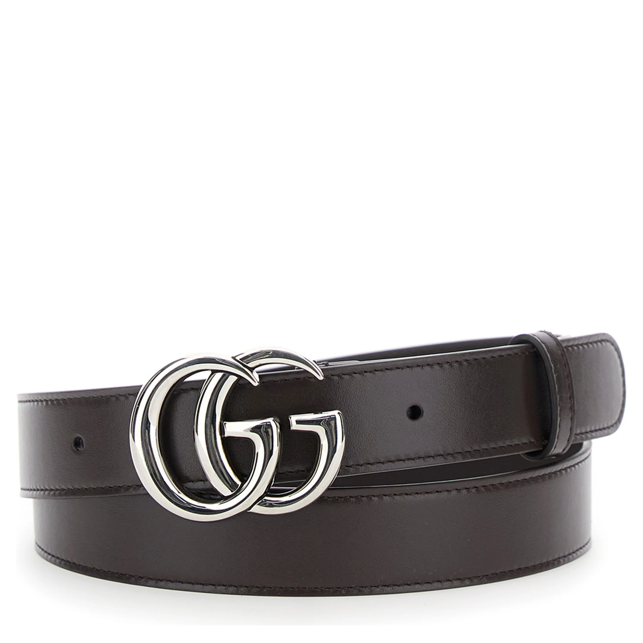 Brown Belt with GG Buckle in Leather Man