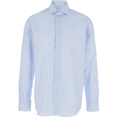 Light Blue Shirt with Classic Collar in Cotton Blend Stretch  Man