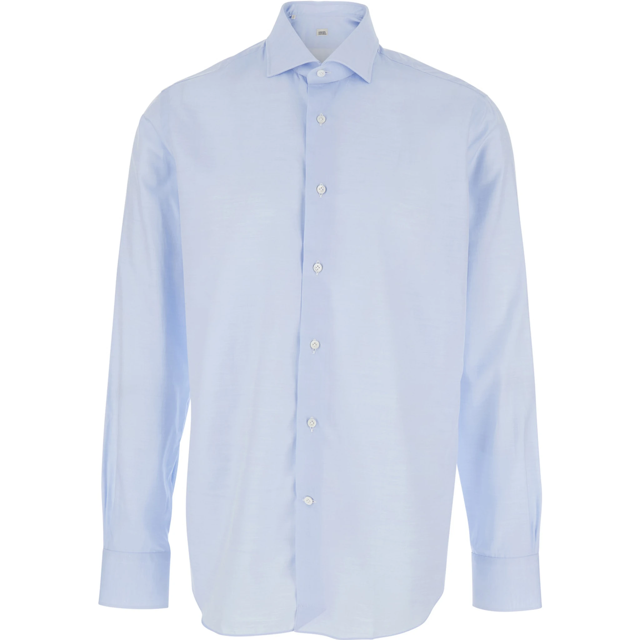 Light Blue Shirt with Classic Collar in Cotton Blend Stretch  Man