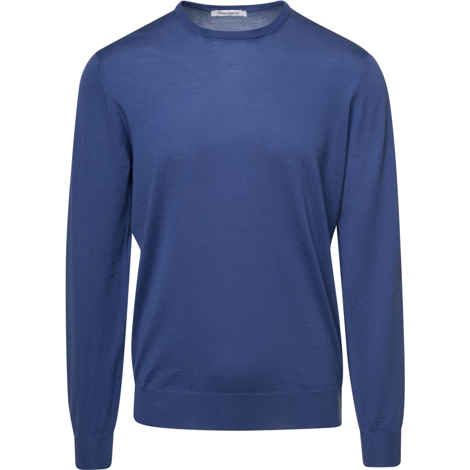 Blue Crewneck Sweater with Long Sleeves in Wool Man Gaudenzi