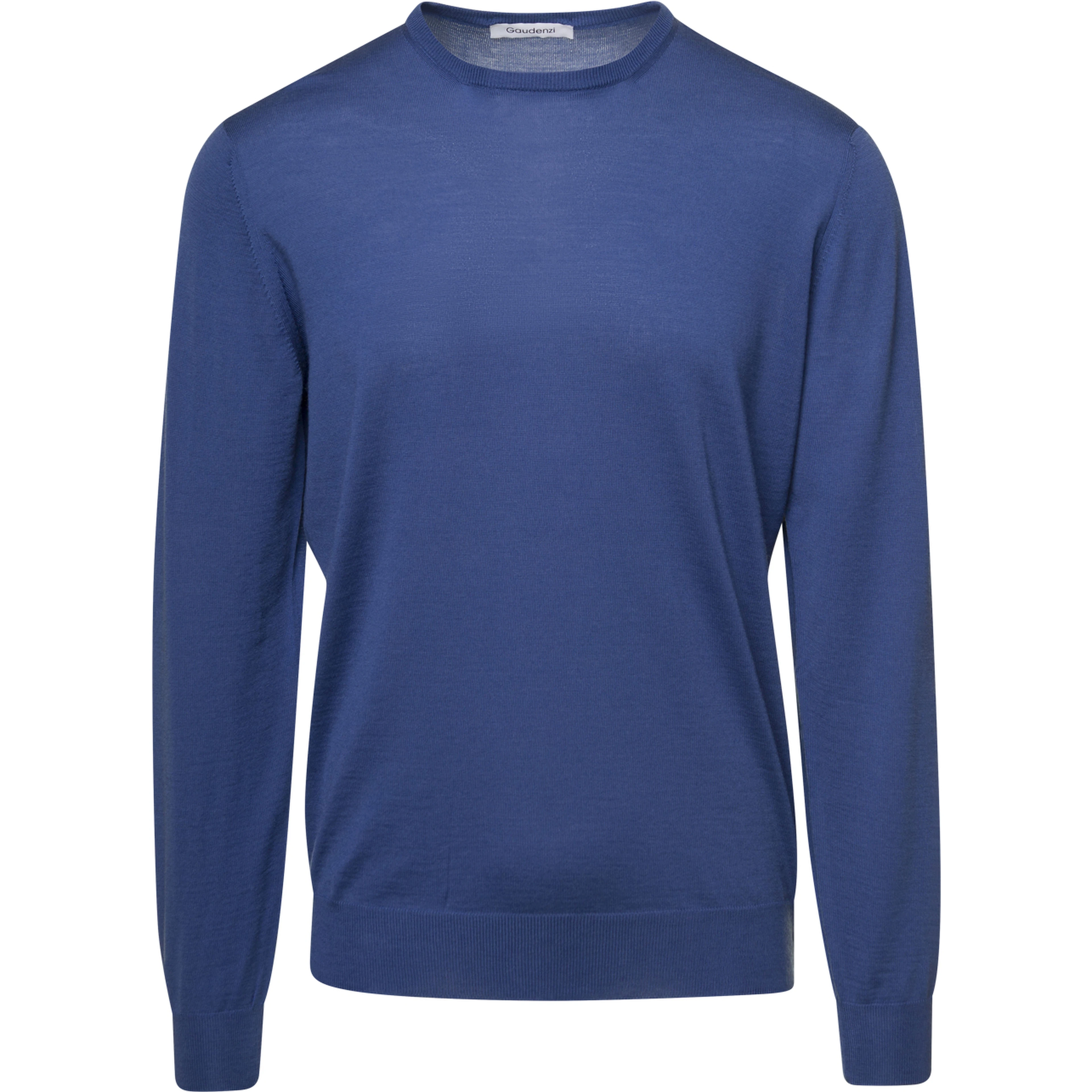 Blue Crewneck Sweater with Long Sleeves in Wool Man Gaudenzi