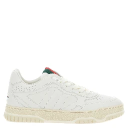 Re-Web White Low Top Sneakers with Web Detail and Embossing in Leather Woman