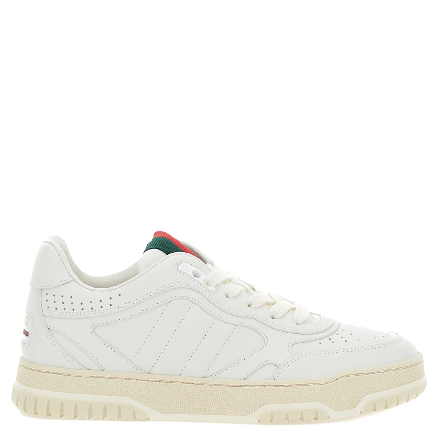 Re-Web White Low Top Sneakers with Web Detail and Embossing in Leather Woman