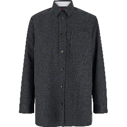 قميص رمادي بياقة مدببة من الصوف للرجال