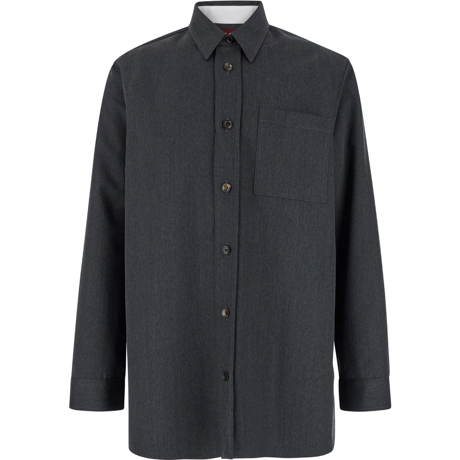 Grey Shirt with Pointed Collar in Wool Man