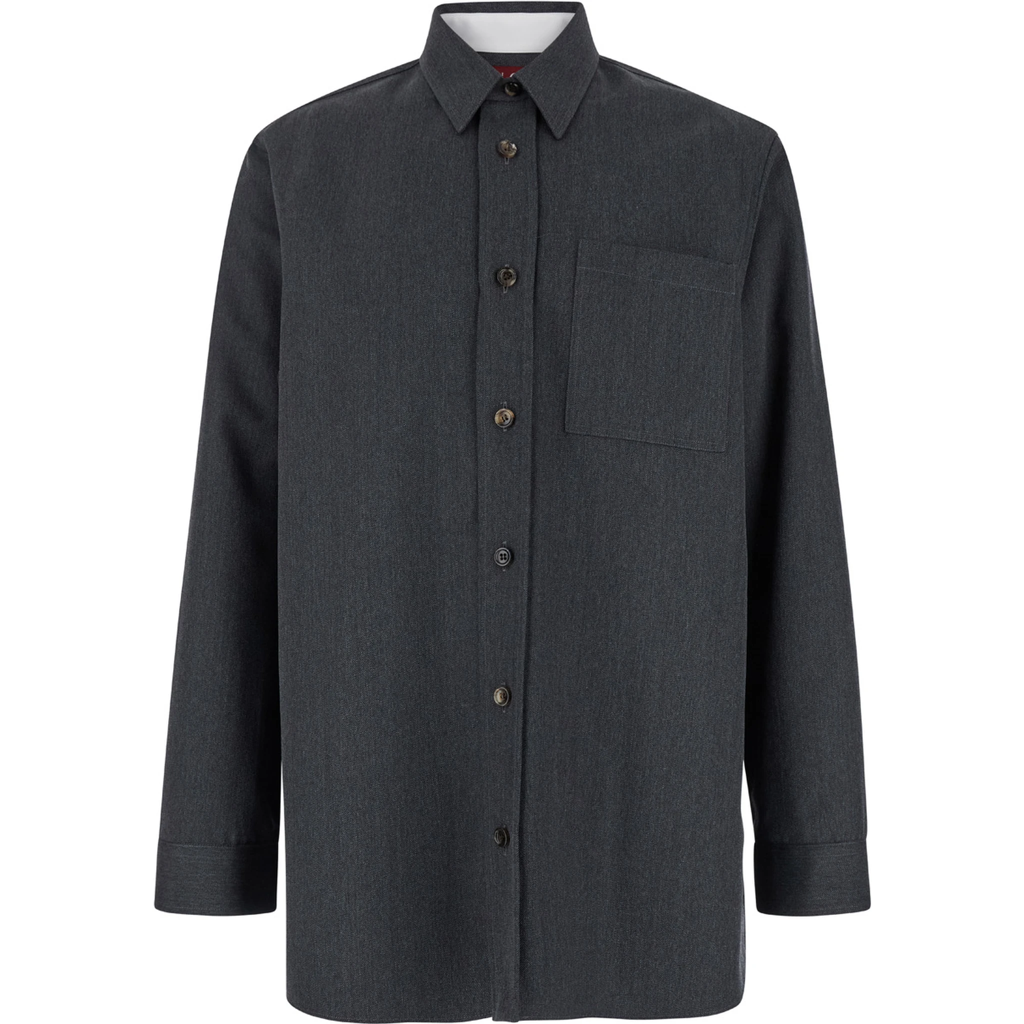 قميص رمادي بياقة مدببة من الصوف للرجال