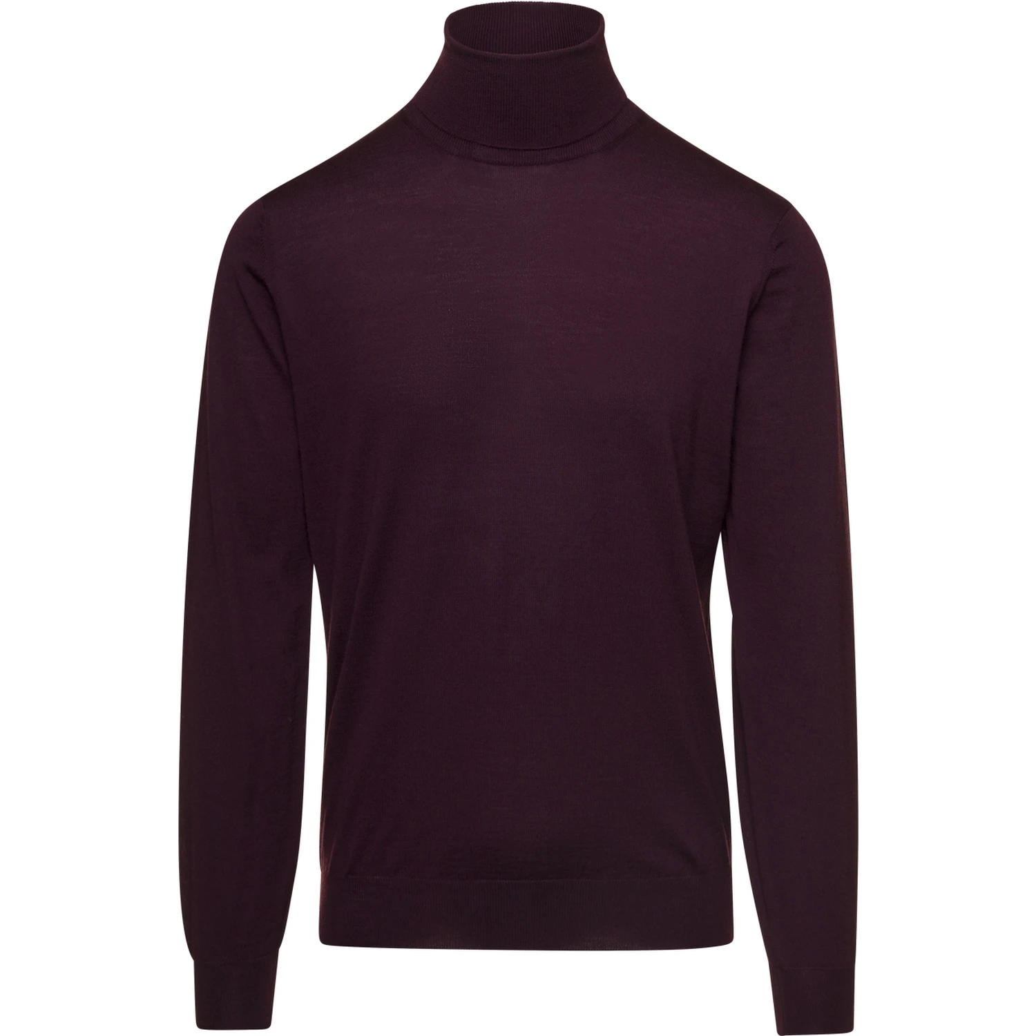 Bordeaux Turtleneck Pull with Rib Trim in Wool Man Gaudenzi
