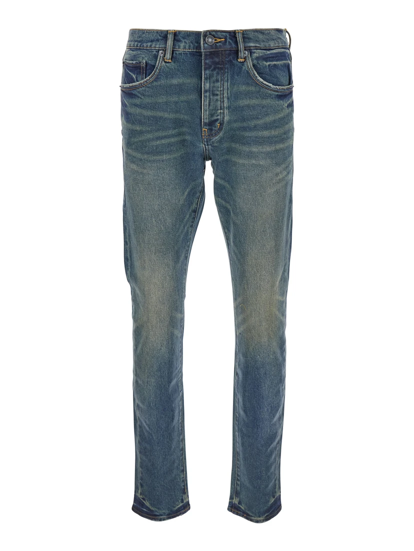 Blue Skinny Faded Jeans in Denim Black