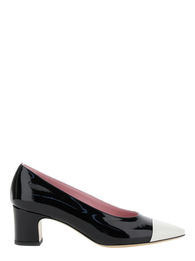 Edith Black Pumps with Contrasting Toe in Leather Woman
