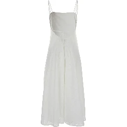Midi White Dress with Embroidery in Cotton Woman