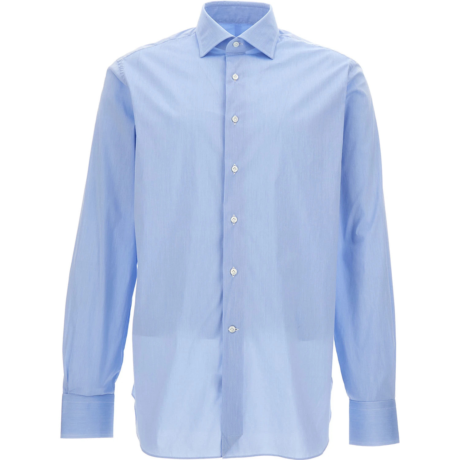 Light Blue Shirt with Button Fastening in Cotton Man