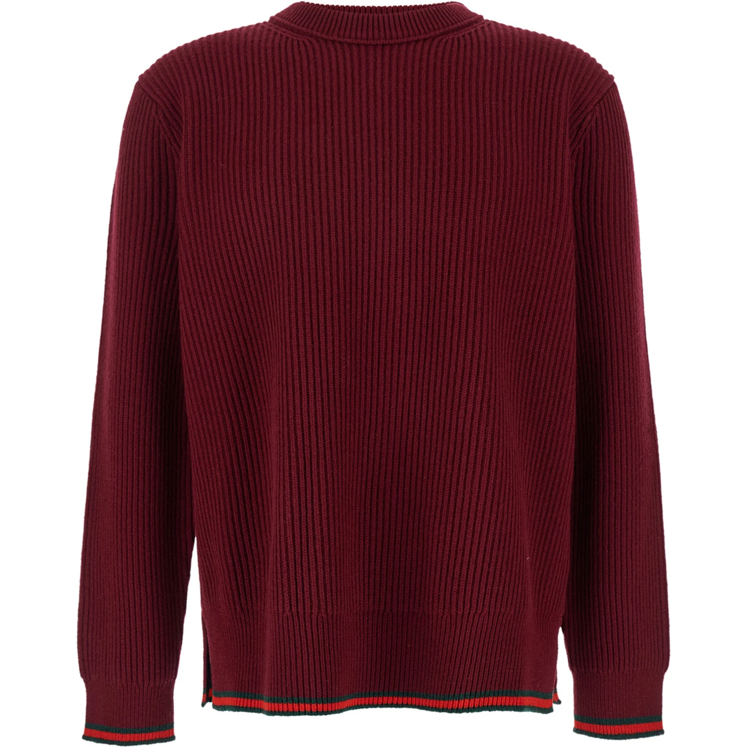 Red Crewneck Sweater with Web Detail in Ribbed Wool Blend Man