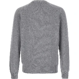 Grey Crewneck Sweater in Wool and Cashmere Blend Man