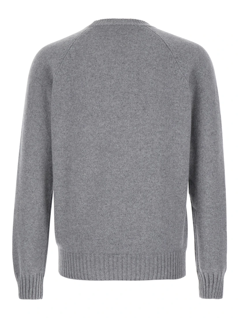 Grey Crewneck Sweater in Wool and Cashmere Blend Man