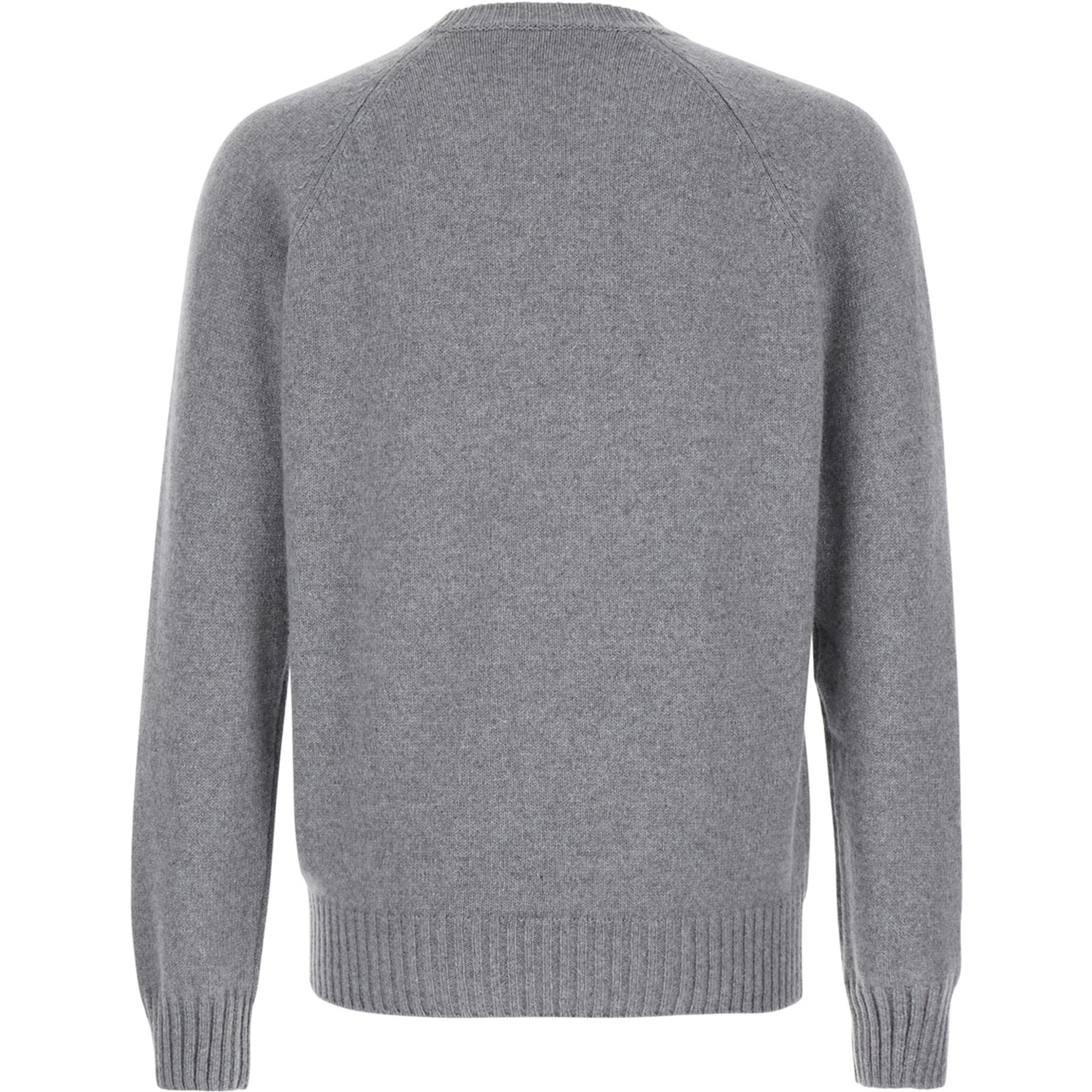 Grey Crewneck Sweater in Wool and Cashmere Blend Man