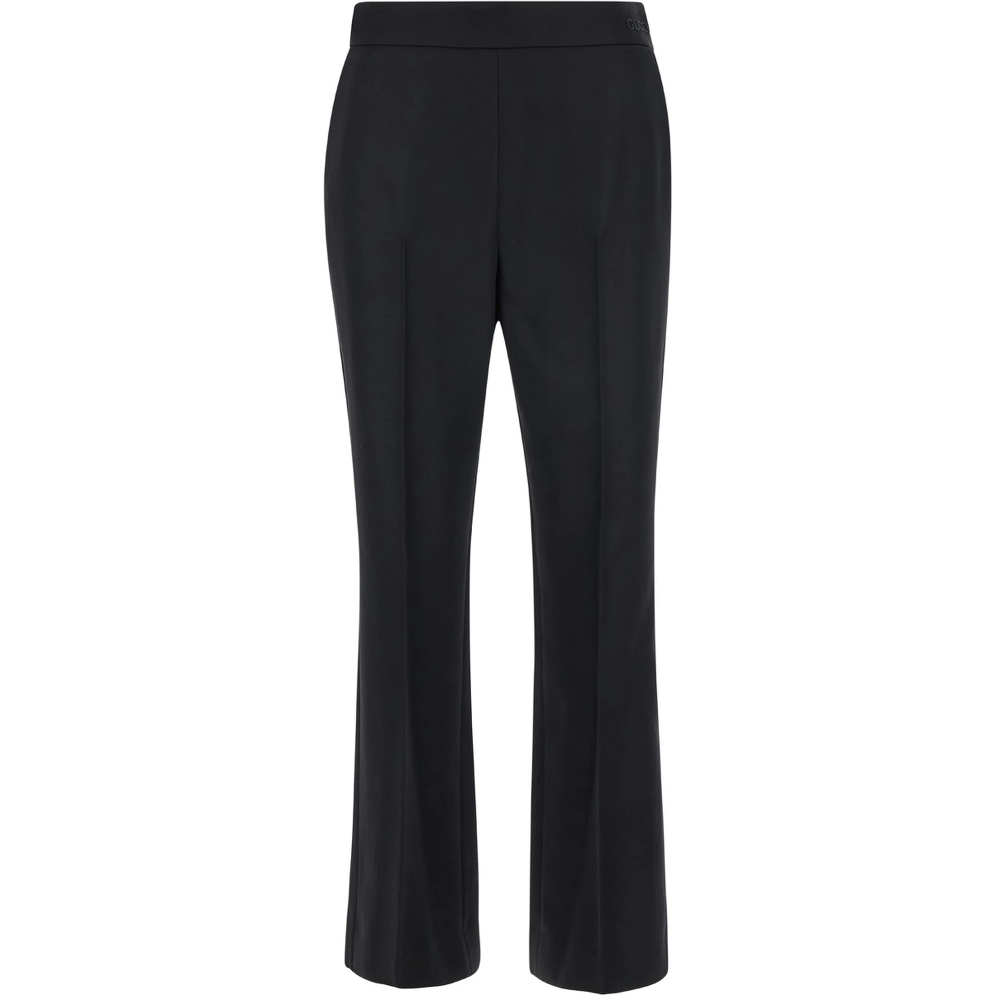 Black Flared Pants with Pences in Wool Woman