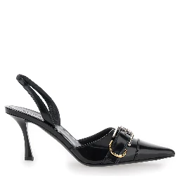 Voyou Black Slingback Pumps with a Buckle in Patent Leather Woman