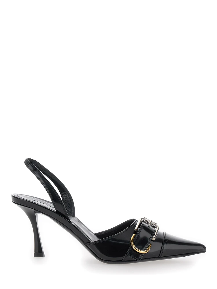 Voyou Black Slingback Pumps with a Buckle in Patent Leather Woman