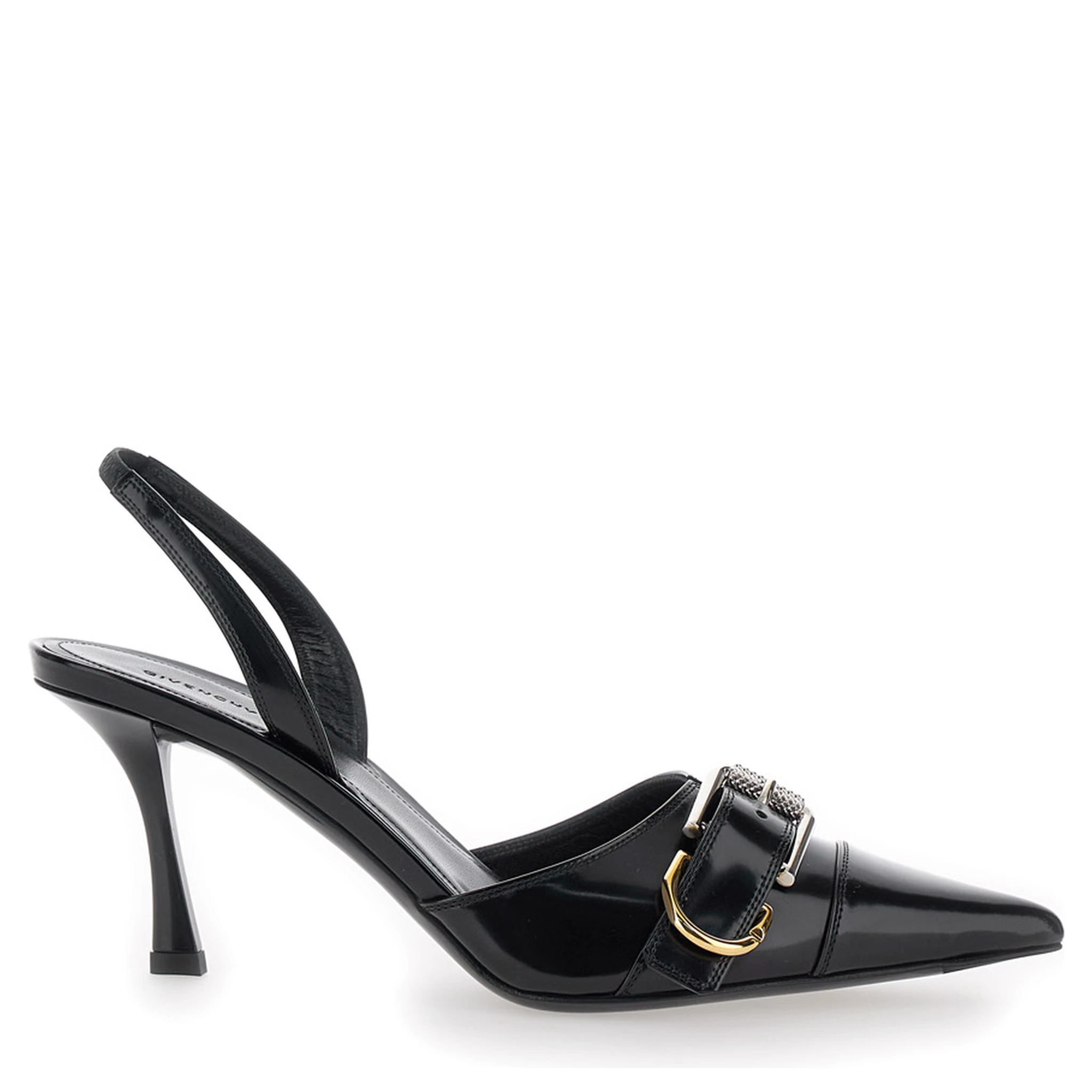Voyou Black Slingback Pumps with a Buckle in Patent Leather Woman
