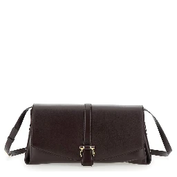 Bordeaux Crossbody Bag with Gancini Buckle Detail in Leather Woman