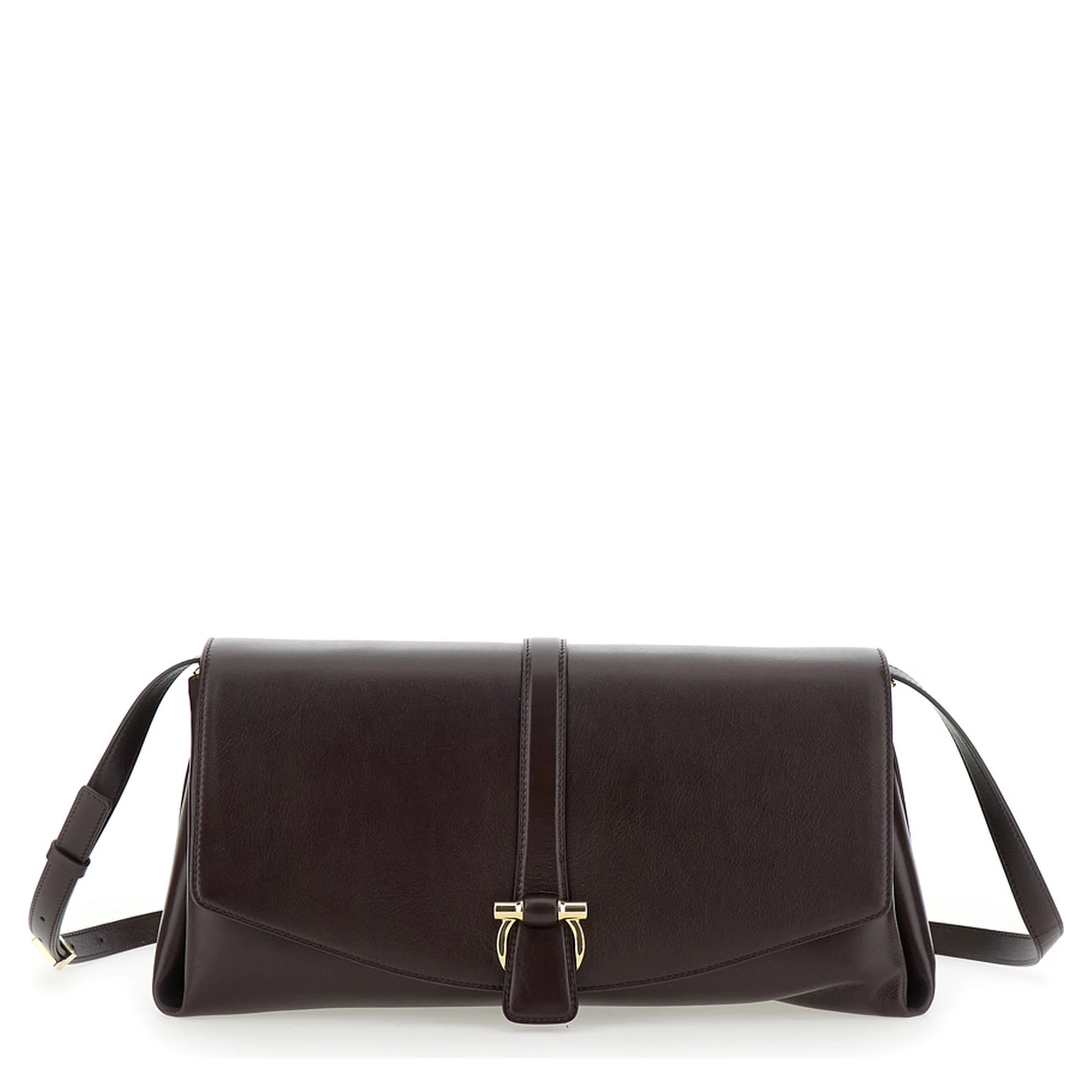 Bordeaux Crossbody Bag with Gancini Buckle Detail in Leather Woman