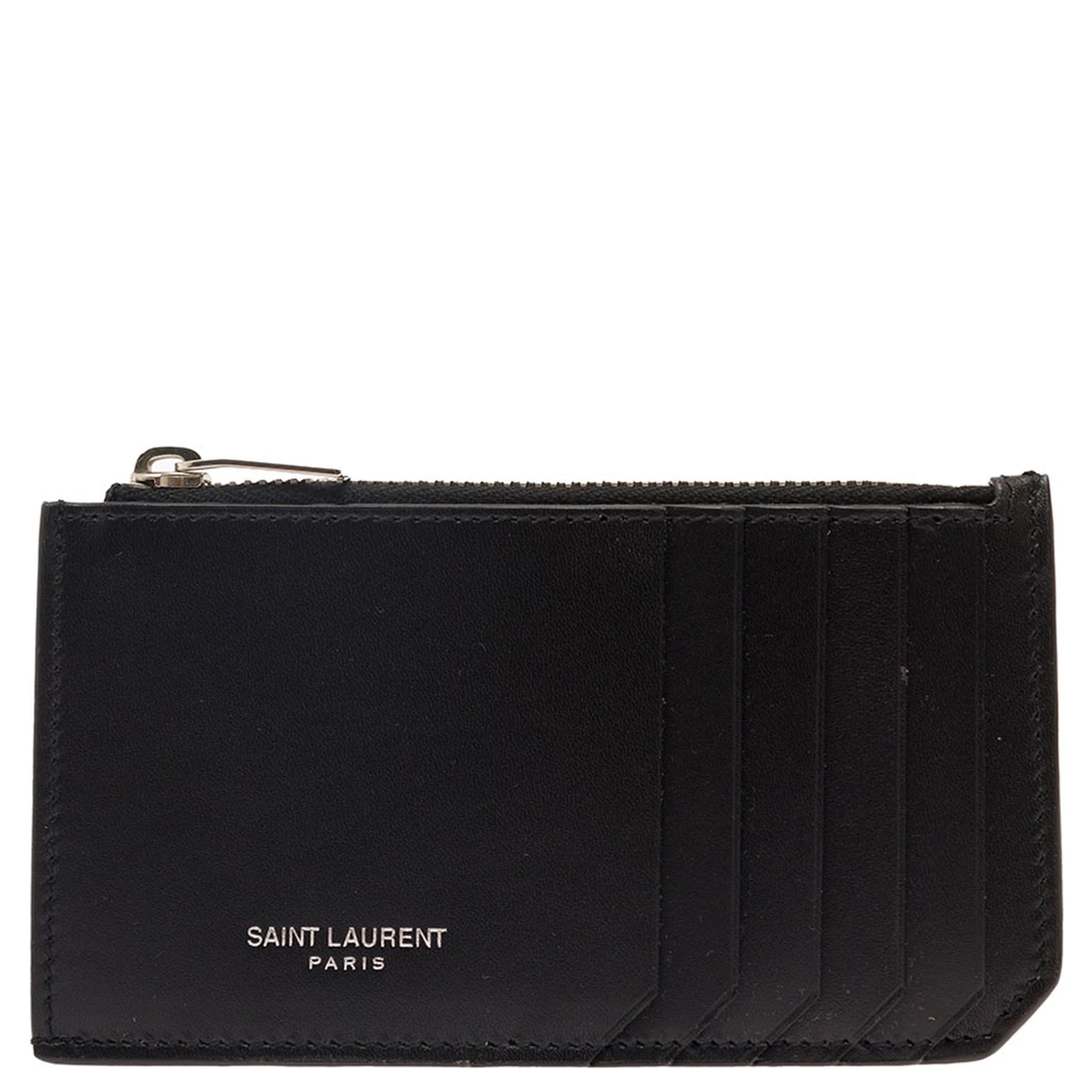Black Card-Holder with Embossed Logo in Leather Man