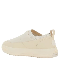 Monpulse White Low Top Sneakers with Logo Patch on the Front in Tech Fabric Man