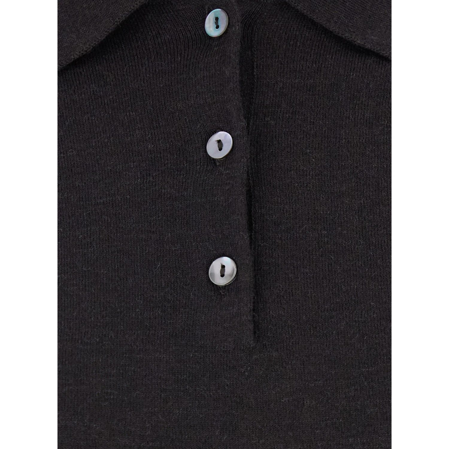 Brown Polo Shirt with Classic Collar and Long Sleeves in Wool Woman
