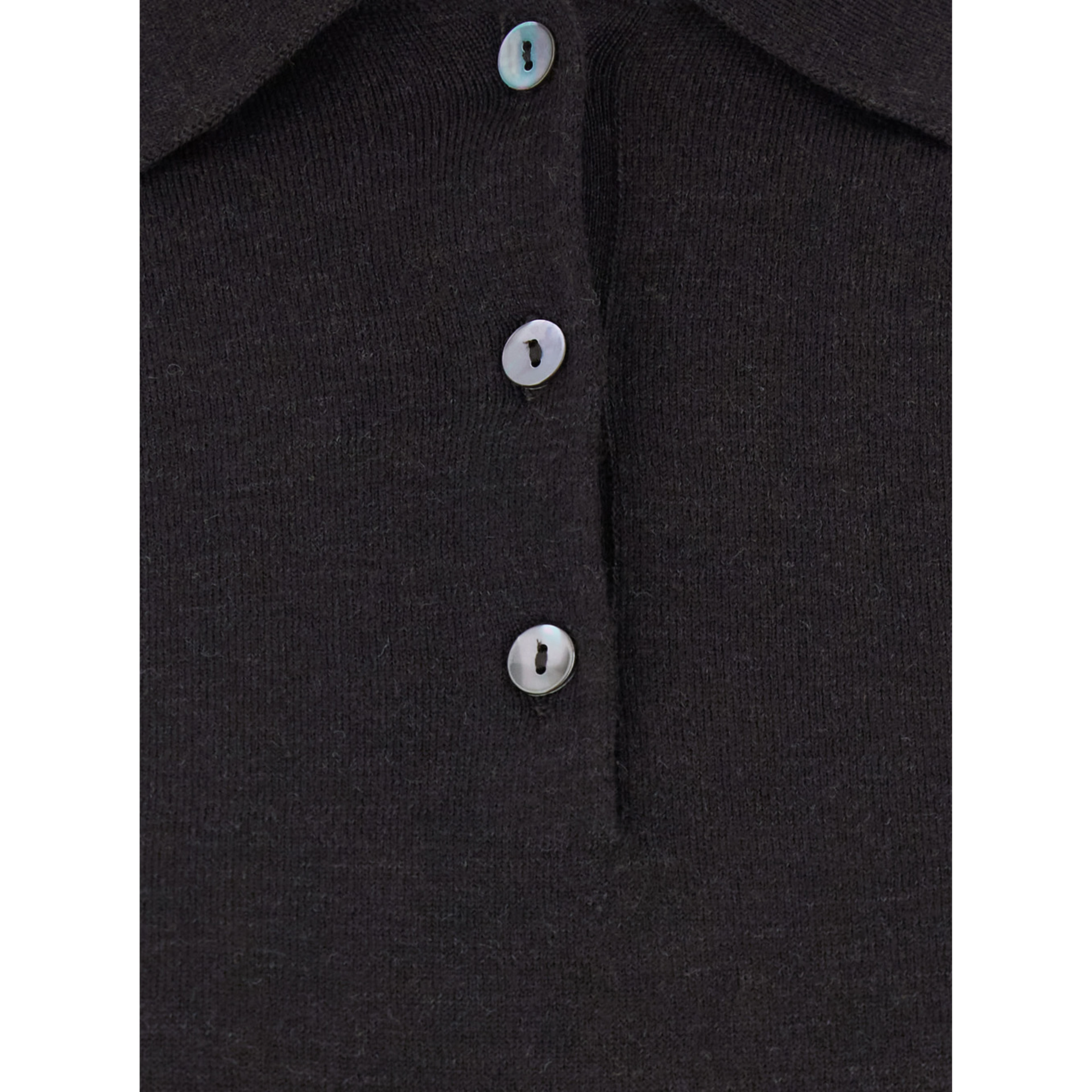 Brown Polo Shirt with Classic Collar and Long Sleeves in Wool Woman