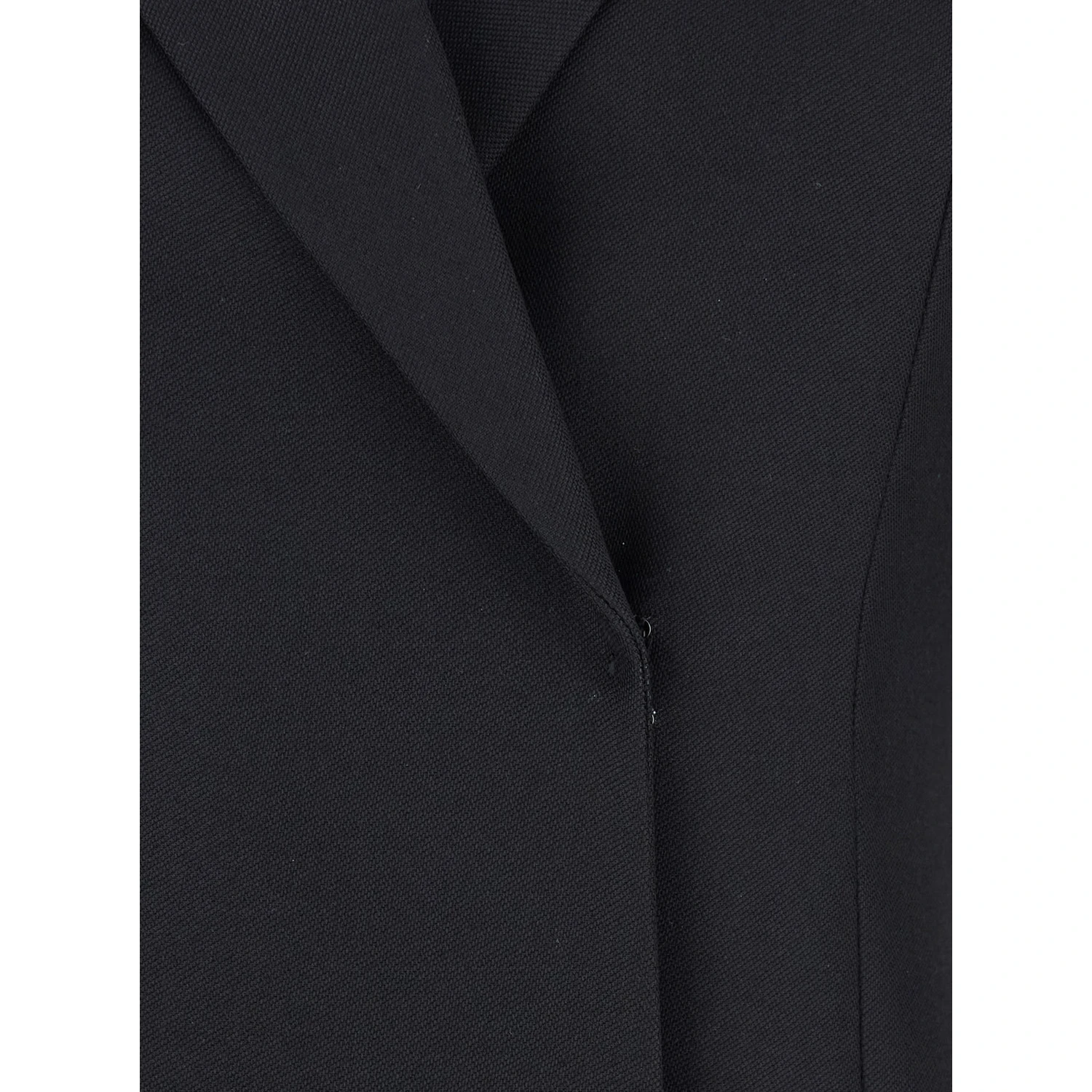 Black Flared Double-Breasted Coat with Peak Revers in Wool Woman