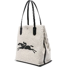 حقيبة تسوق روزو بيج مزينة بشعار مطبوع من قماش قطني نسائي