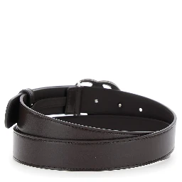 Brown Belt with GG Buckle in Leather Man
