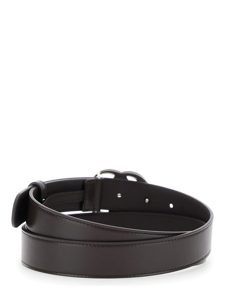 Brown Belt with GG Buckle in Leather Man alternative