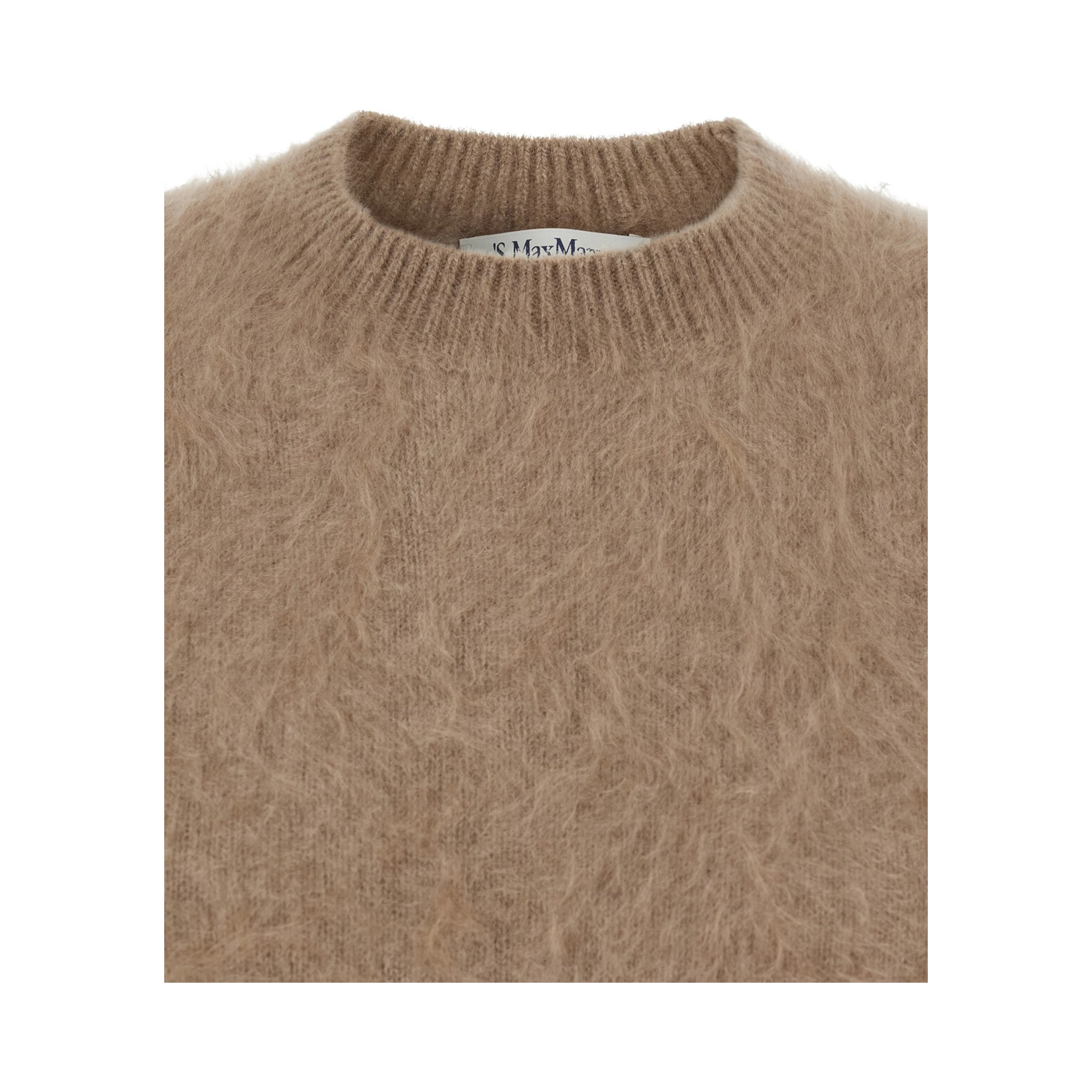 Dante Beige Crewneck Sweater with Ribbed Trims in Cashmere Woman