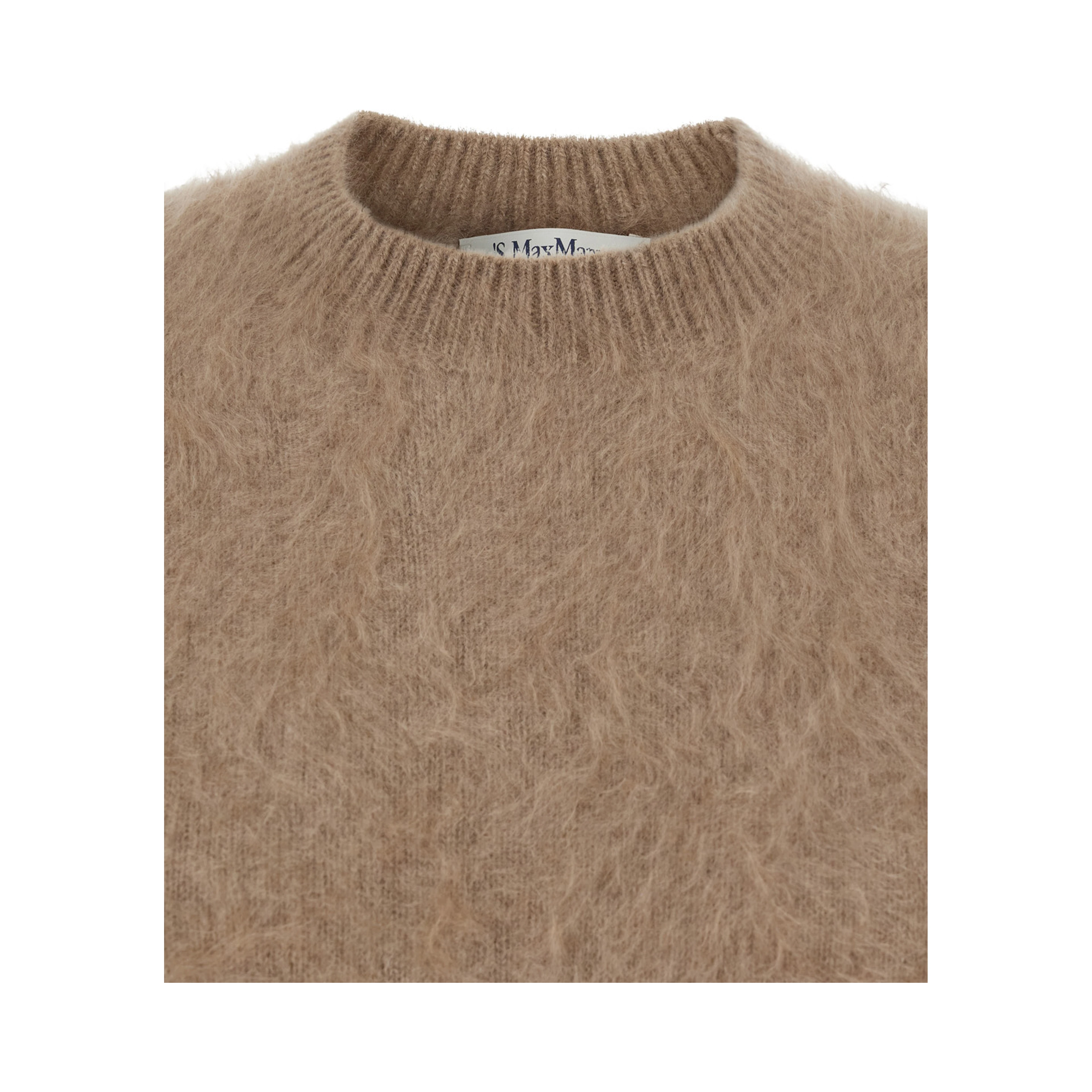 Dante Beige Crewneck Sweater with Ribbed Trims in Cashmere Woman