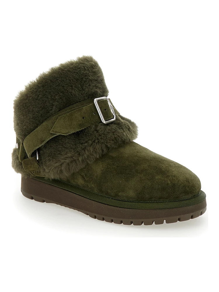 Snug Green Ankle Boots with Strap in Suede and Shearling Woman alternative