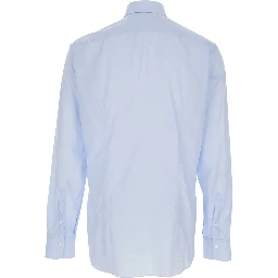 Light Blue Shirt with Classic Collar in Cotton Blend Stretch  Man