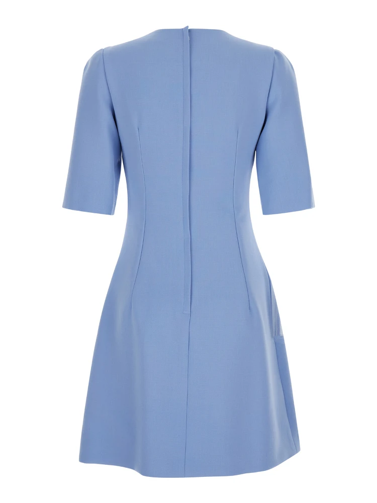 Light Blue Midi Fit and Flare Dress in Wool Woman alternative