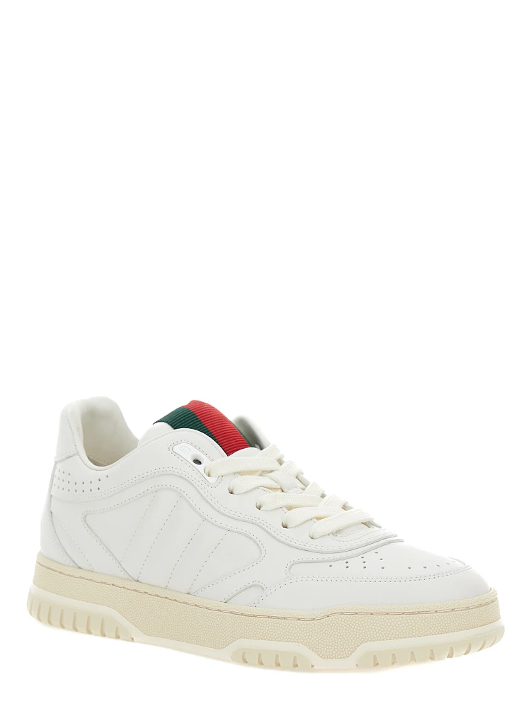 Re-Web White Low Top Sneakers with Web Detail and Embossing in Leather Woman alternative