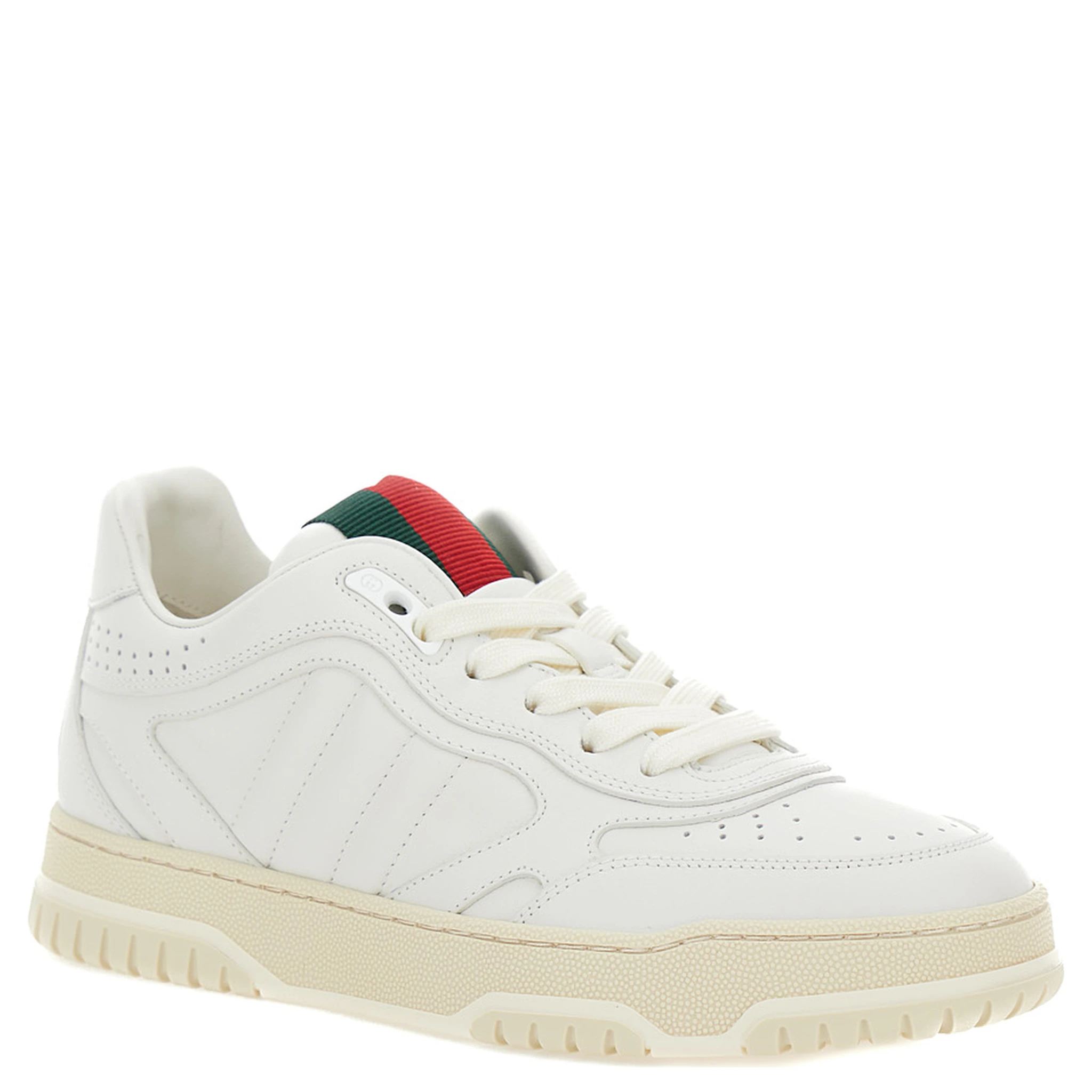 Re-Web White Low Top Sneakers with Web Detail and Embossing in Leather Woman