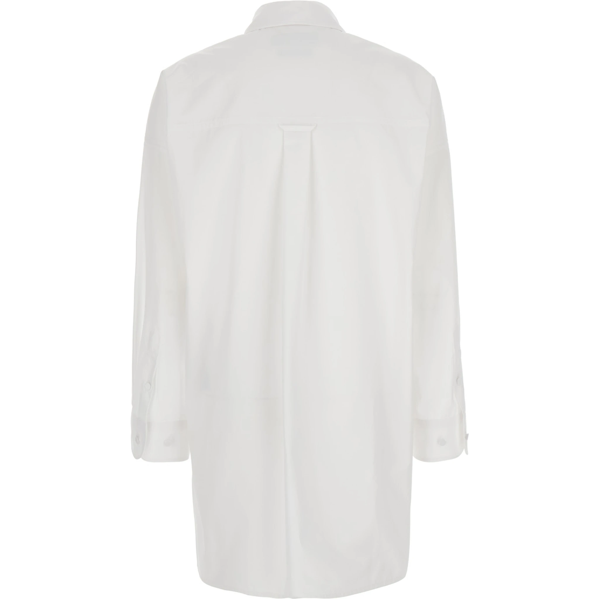 White Shirt with Classic Collar and Logo Lettering on the Collar in Cotton Woman