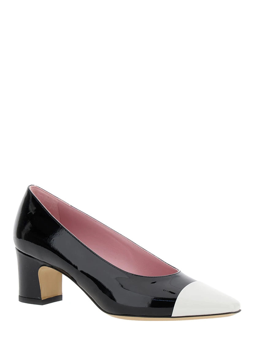 Edith Black Pumps with Contrasting Toe in Leather Woman
