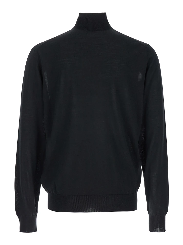 Black Turtleneck with Long Sleeves in Wool Man alternative